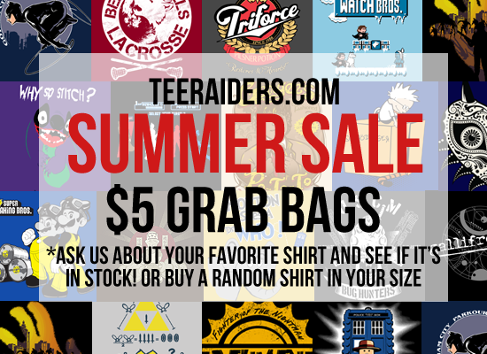 TeeRaiders Grab Bag Tee Party | All Previous t-shirts for sale for $5